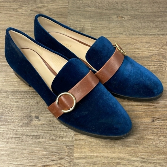 Nine West Women's Navy and Brown Huff Loafer Flats.  Sz 9 - Picture 2 of 9